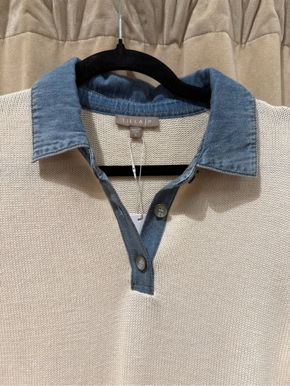 Lilla P Denim Collared Polo Sweater - Picture 5 of 9